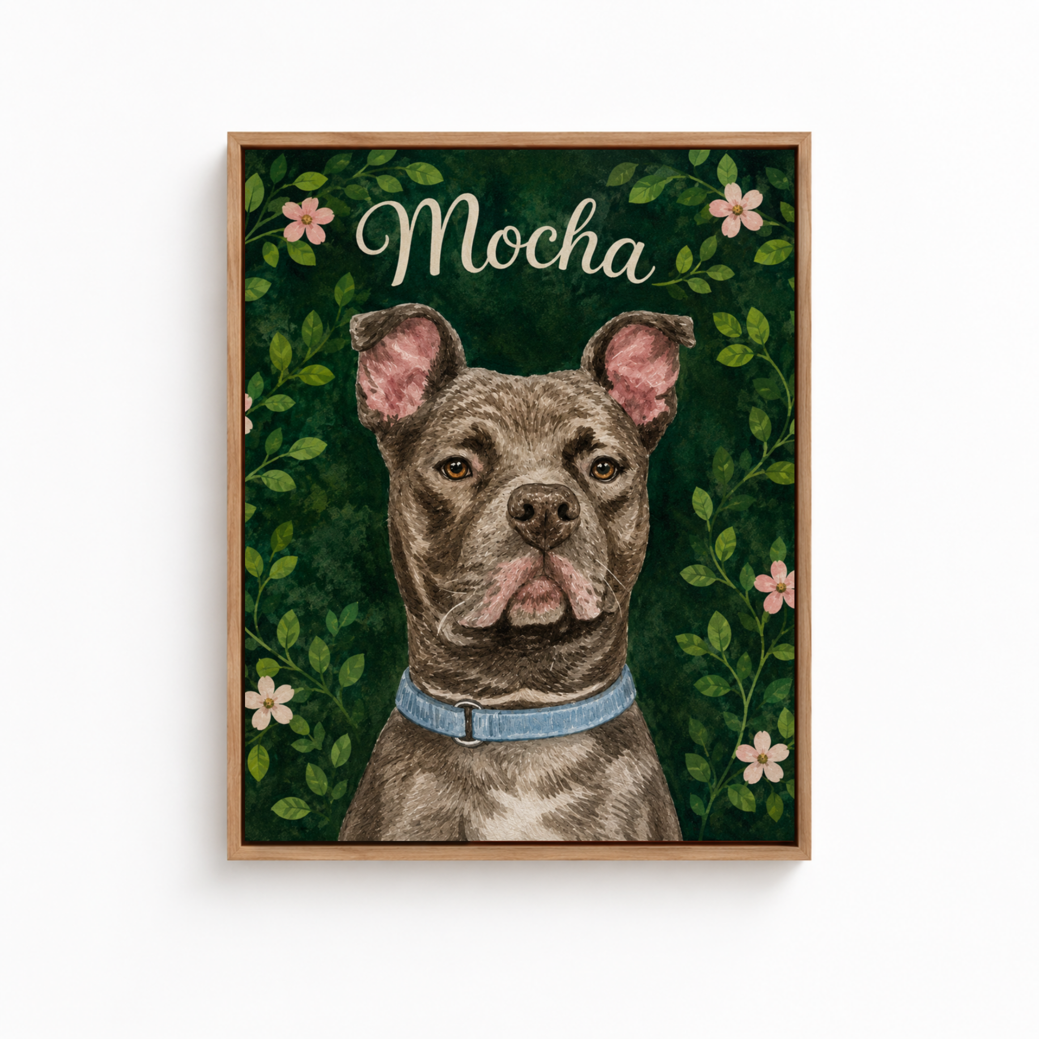 Custom Botanical Pet Portrait Canvas Aura Canvas