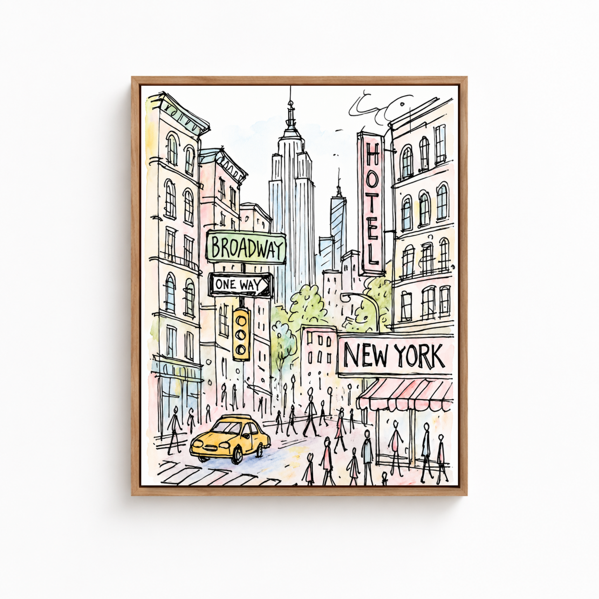 New York City Sketch Canvas Wall Art Aura Canvas