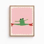 Stretching Frog Canvas Wall Art Aura Canvas