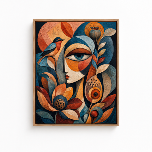 Cubist Botanical Woman Canvas Aura Canvas