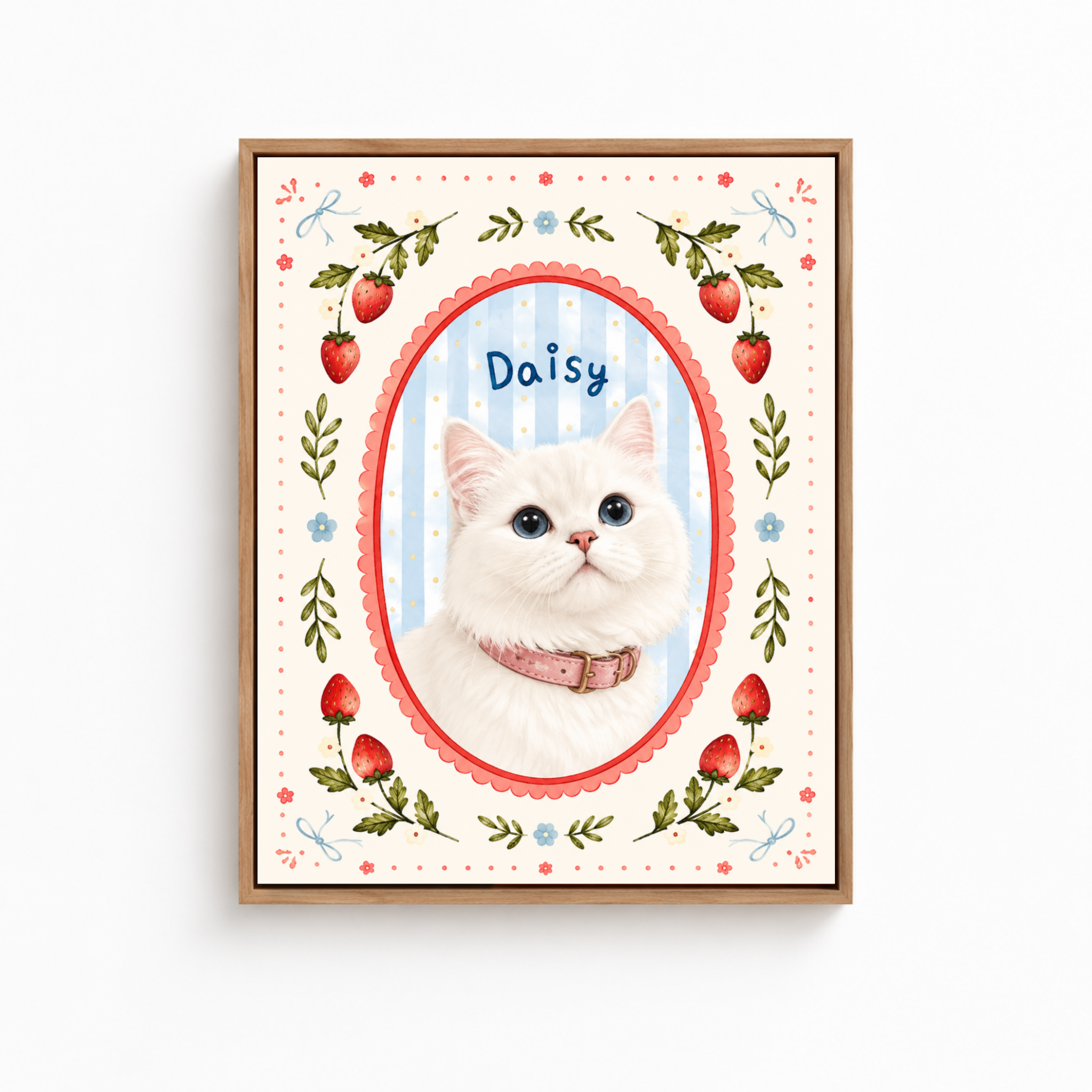 Custom Floral Cat Portrait Canvas Aura Canvas