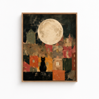 Black Cat Moon Canvas Wall Art Aura Canvas