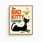 Bad Kitty Lounge Black Cat Canvas Wall Art Aura Canvas