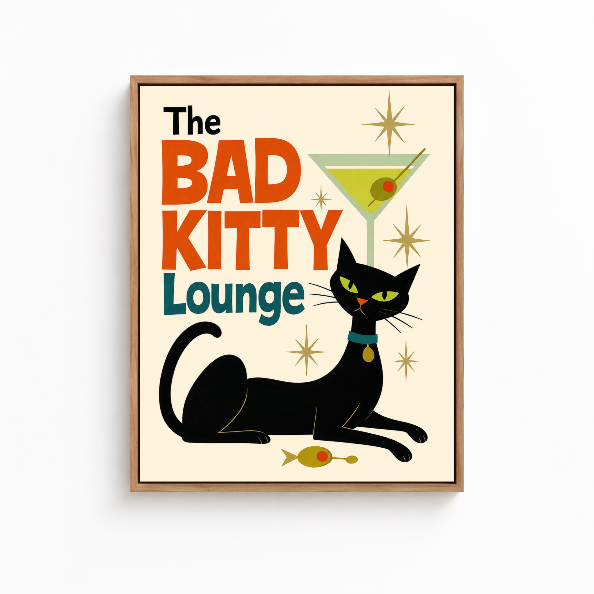 Bad Kitty Lounge Black Cat Canvas Wall Art Aura Canvas