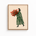 Woman With Red Flowers Canvas Wall Art Aura Canvas
