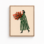 Woman With Red Flowers Canvas Wall Art Aura Canvas