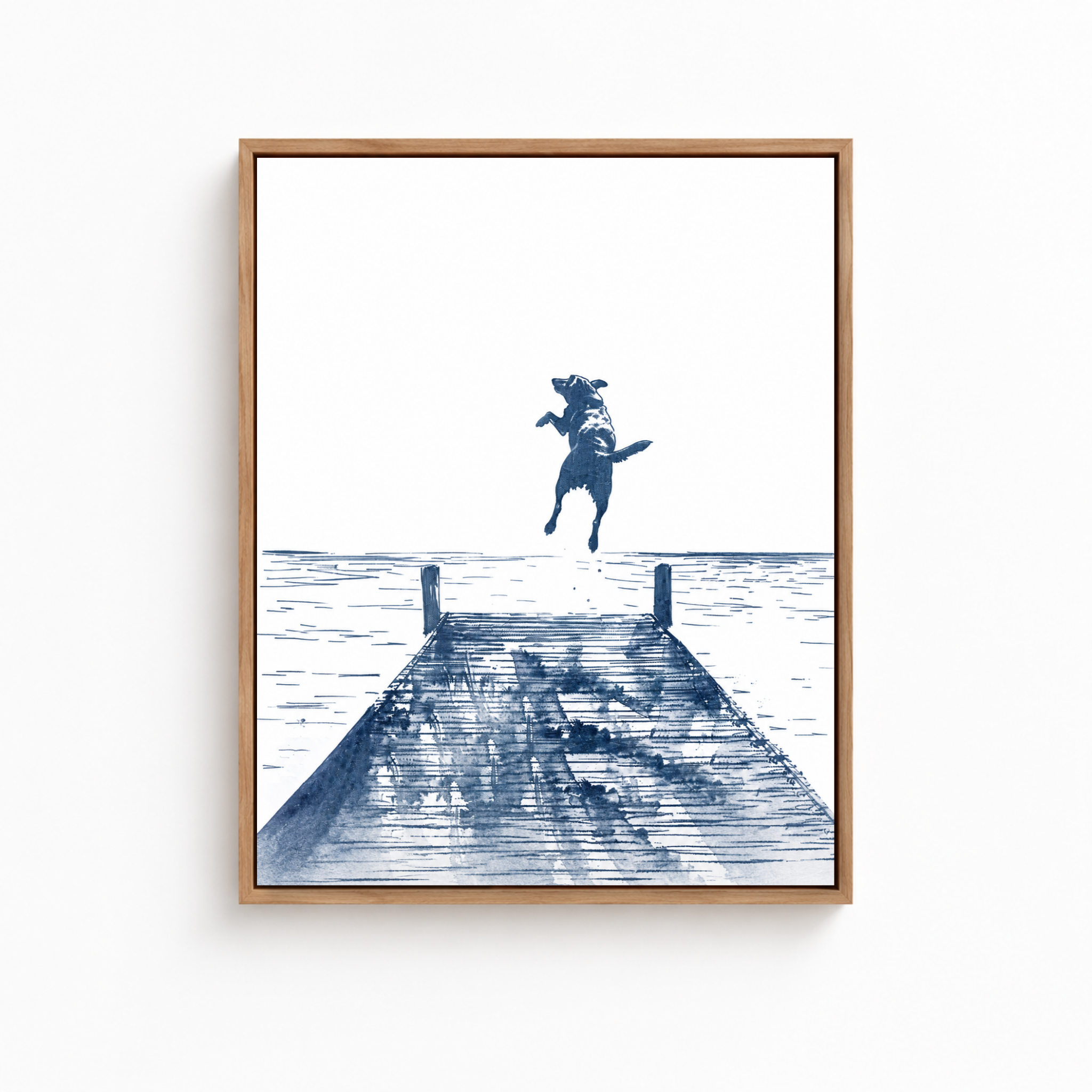 Blue Dog Lake Dock Canvas Wall Art Aura Canvas