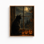 Halloween Black Cat Canvas Wall Art Aura Canvas