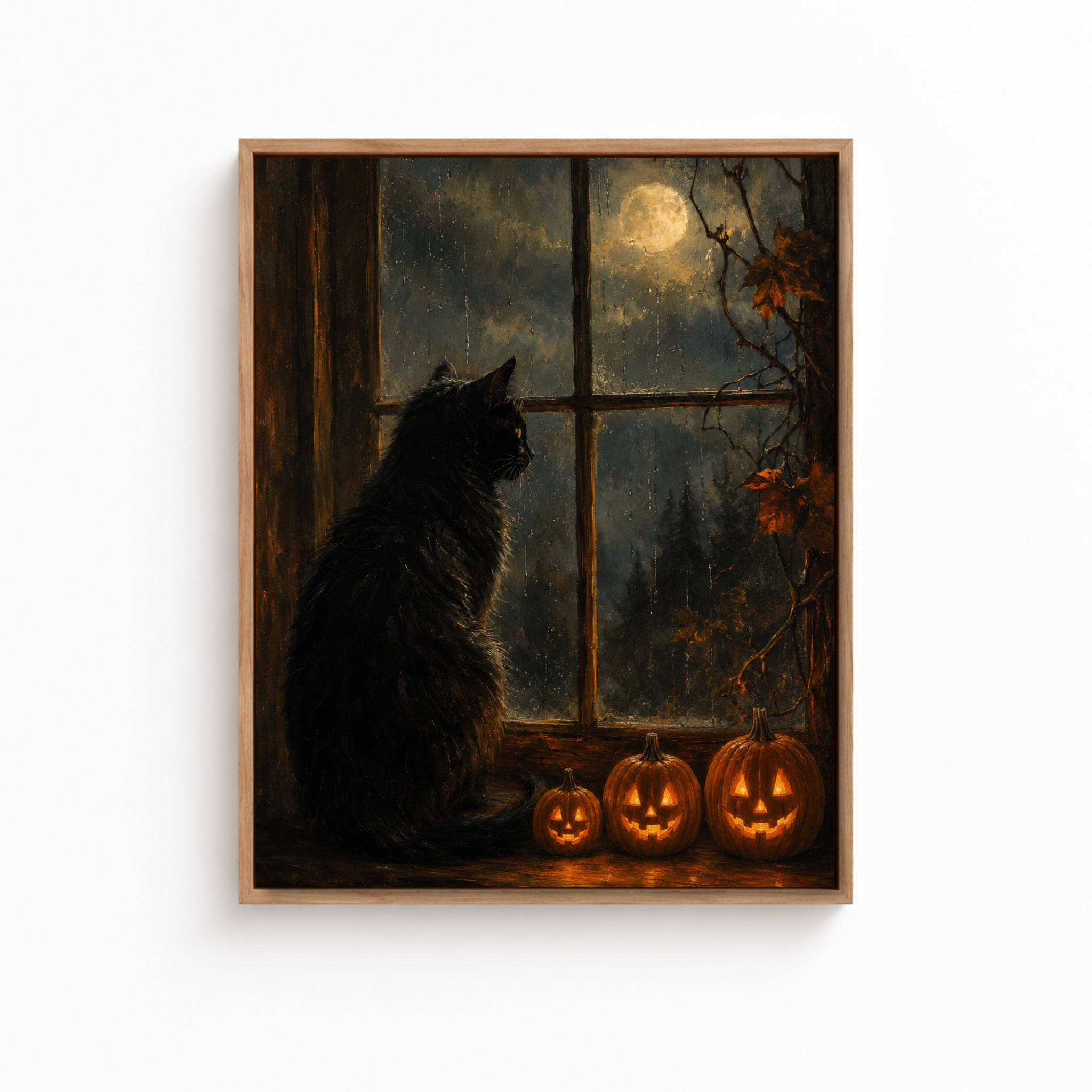Halloween Black Cat Canvas Wall Art Aura Canvas