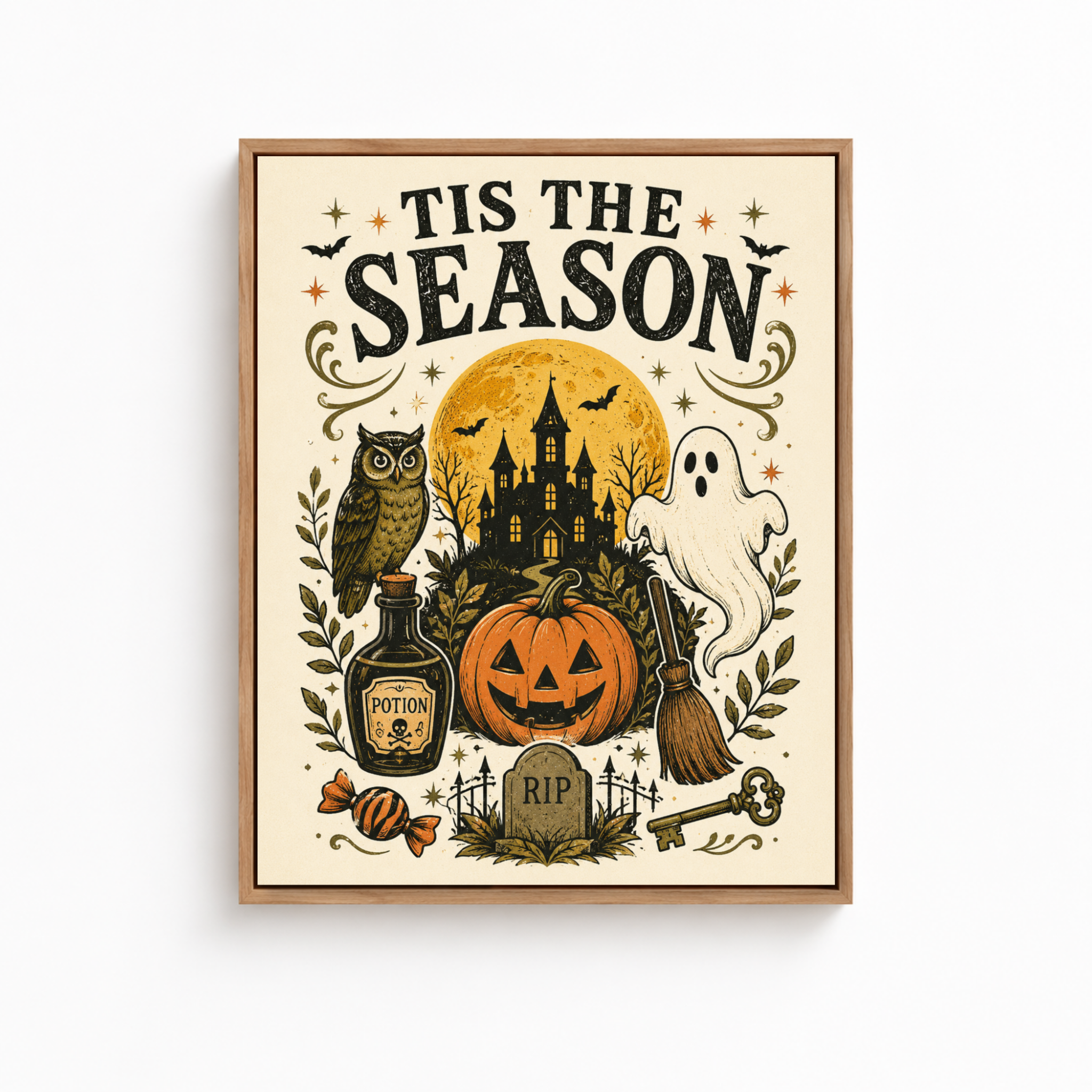 Tis The Season Halloween Canvas Wall Art Aura Canvas