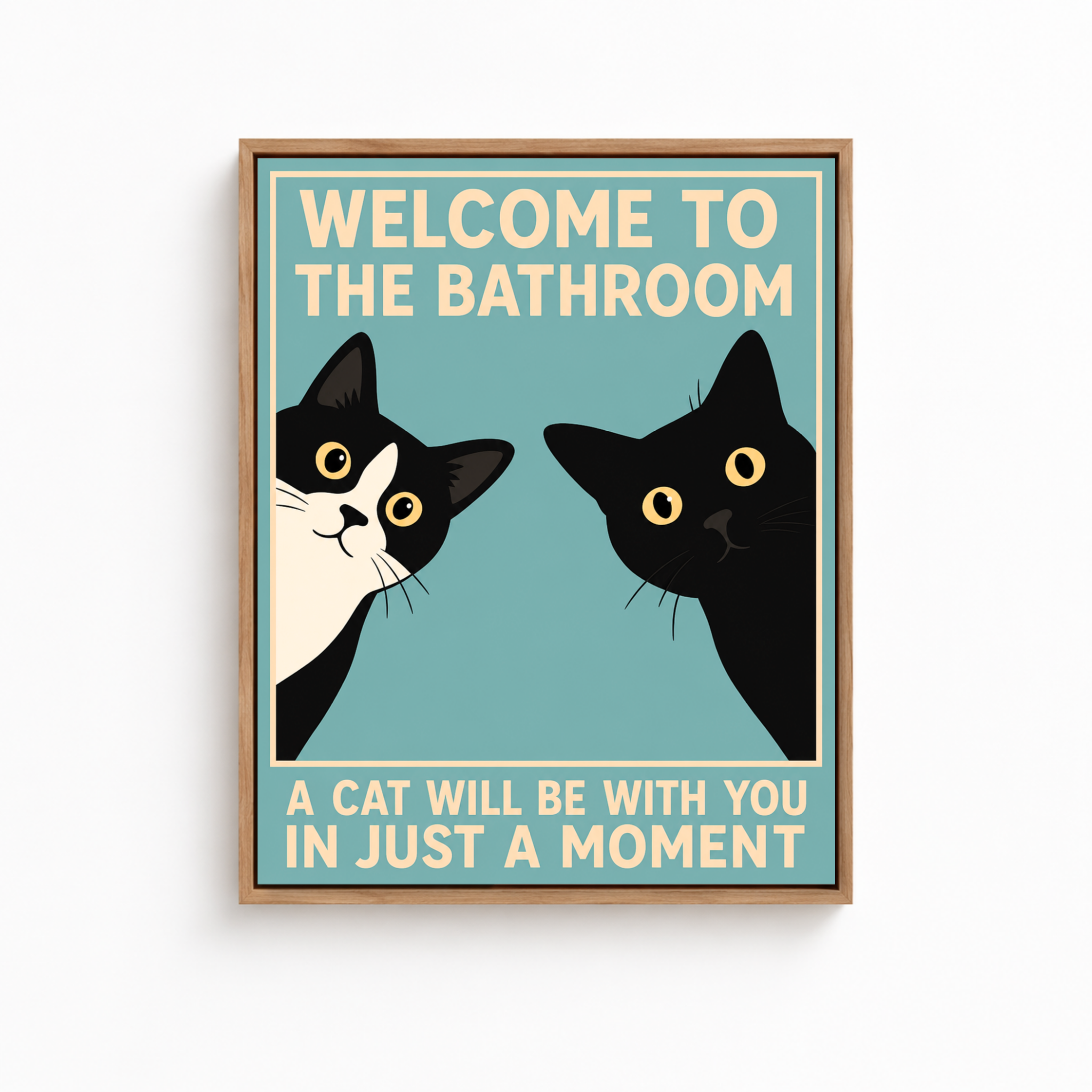 Funny Bathroom Cat Canvas Wall Art Aura Canvas