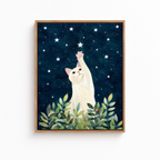 White Cat Starry Night Canvas Wall Art Aura Canvas