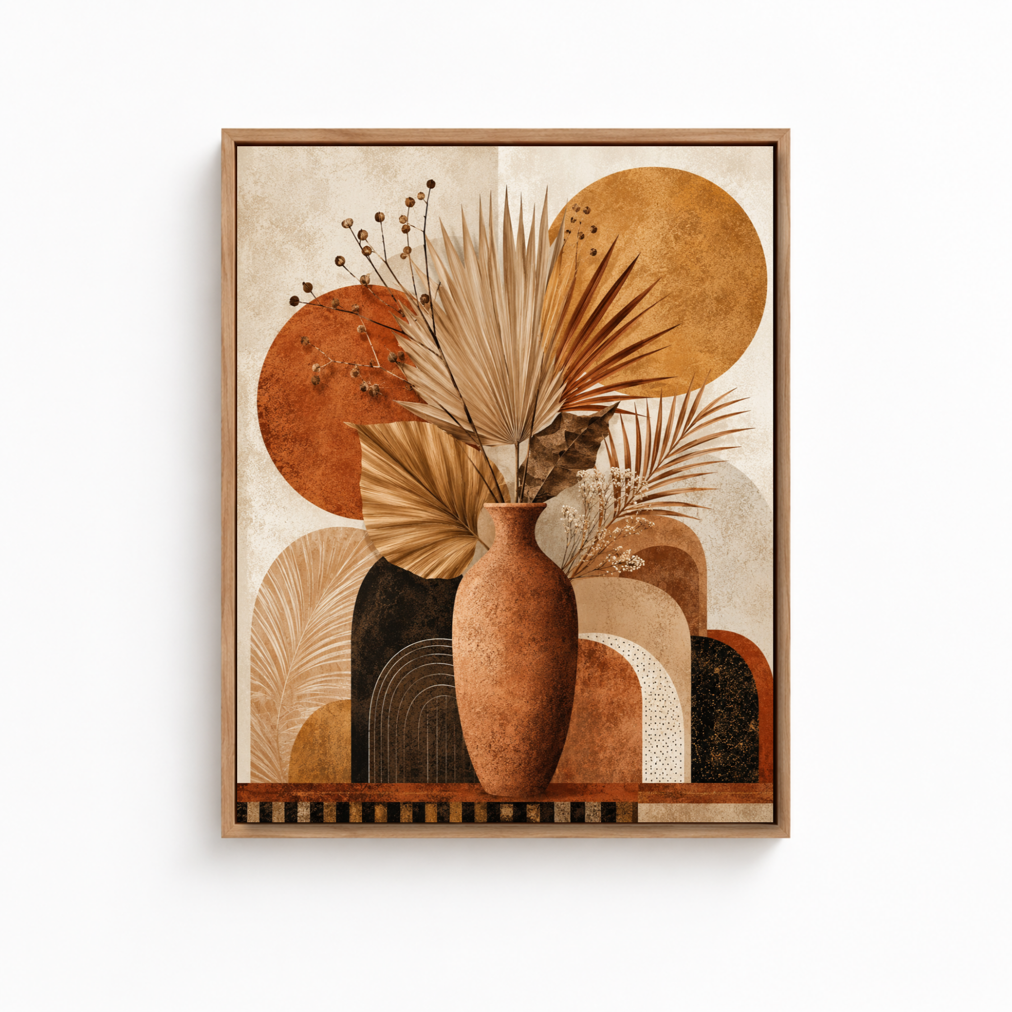 Boho Dried Palm Vase Canvas Wall Art Aura Canvas