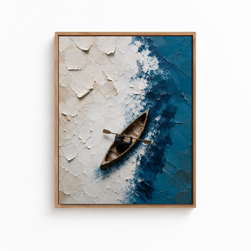 Blue Ocean Kayak Canvas Wall Art Aura Canvas