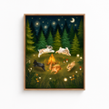 Whimsical Rabbit Campfire Canvas Wall Art Aura Canvas