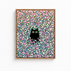 Black Cat Flower Field Canvas Wall Art Aura Canvas