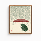 Rainy Day Frog Canvas Wall Art Aura Canvas