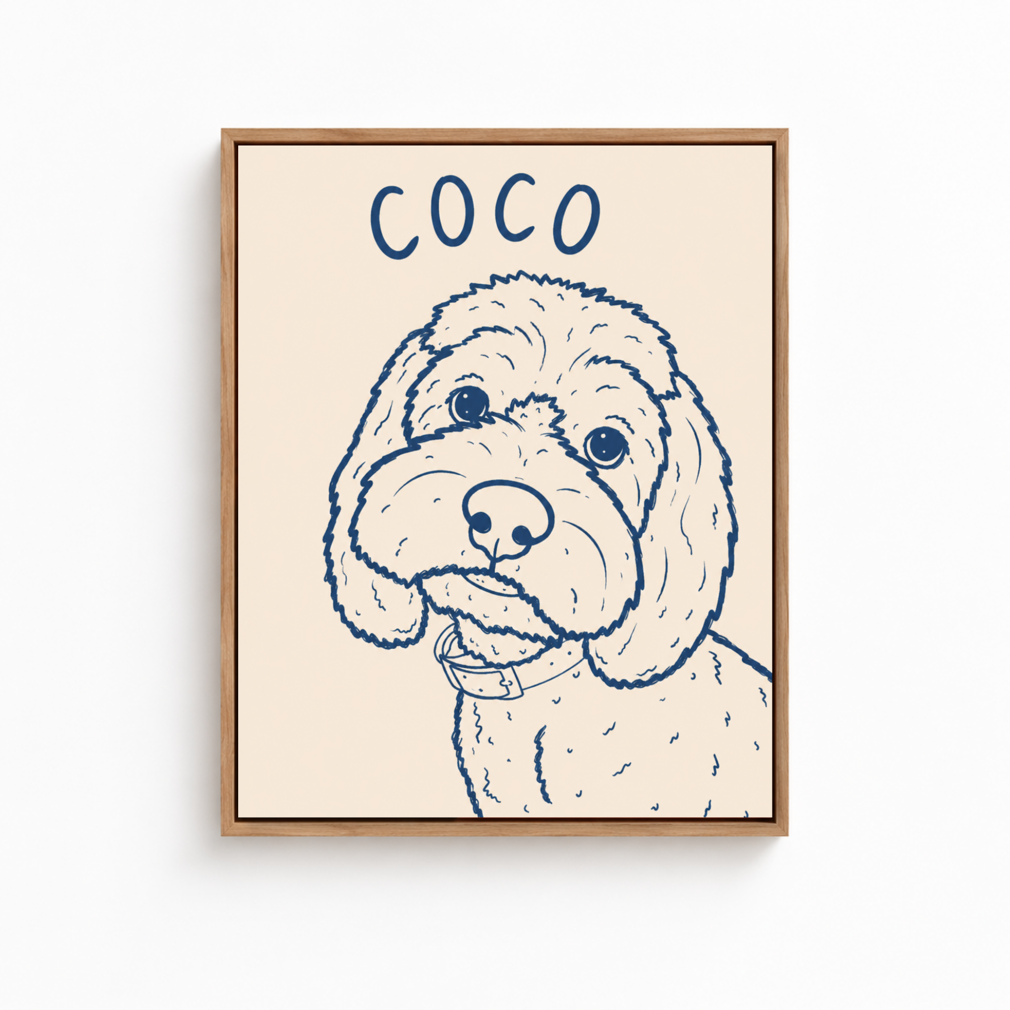 Custom Minimal Line Art Dog Portrait Canvas Aura Canvas