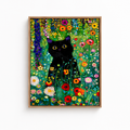 Black Cat Floral Garden Canvas Wall Art Aura Canvas
