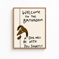 Funny Dog Bathroom Canvas Wall Art Aura Canvas