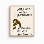 Funny Dog Bathroom Canvas Wall Art Aura Canvas