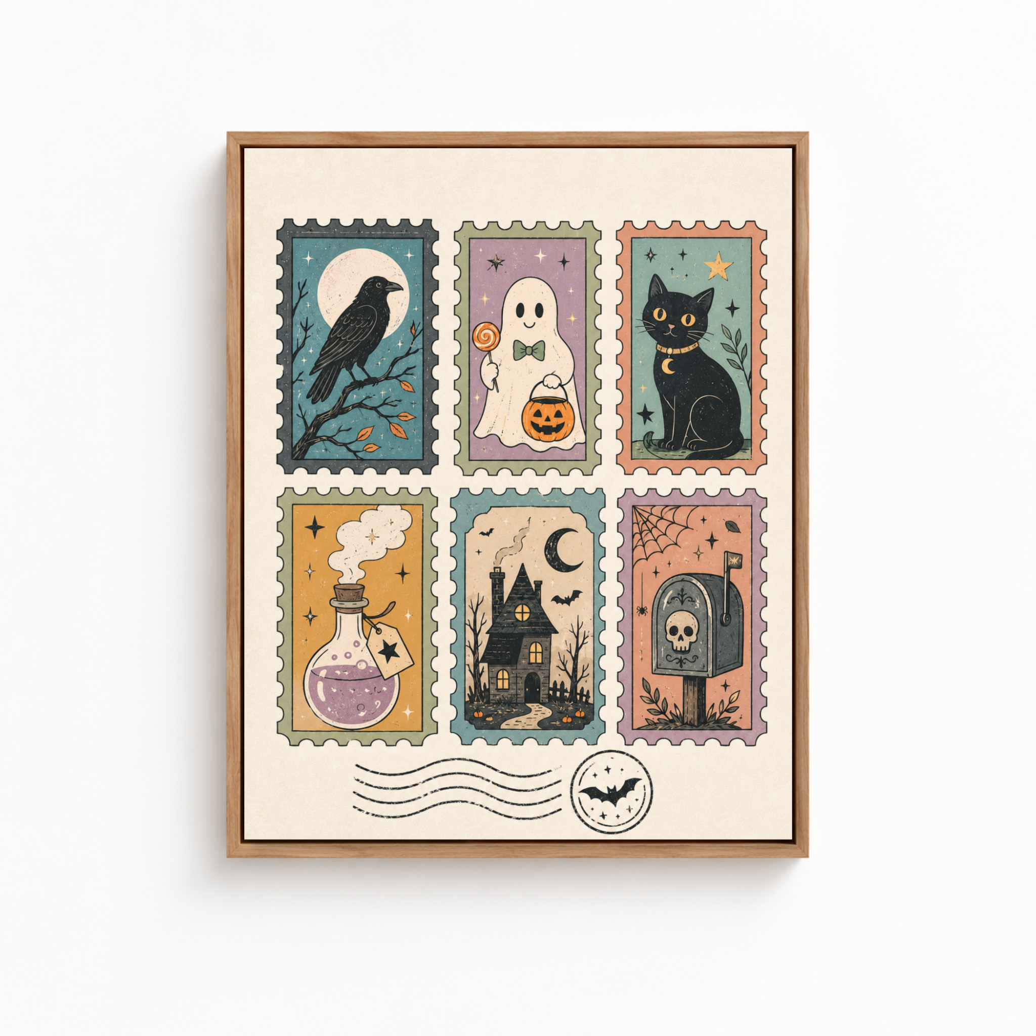 Vintage Halloween Stamp Canvas Wall Art Aura Canvas
