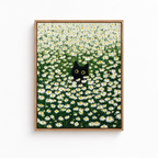 Black Cat Daisy Field Canvas Wall Art Aura Canvas