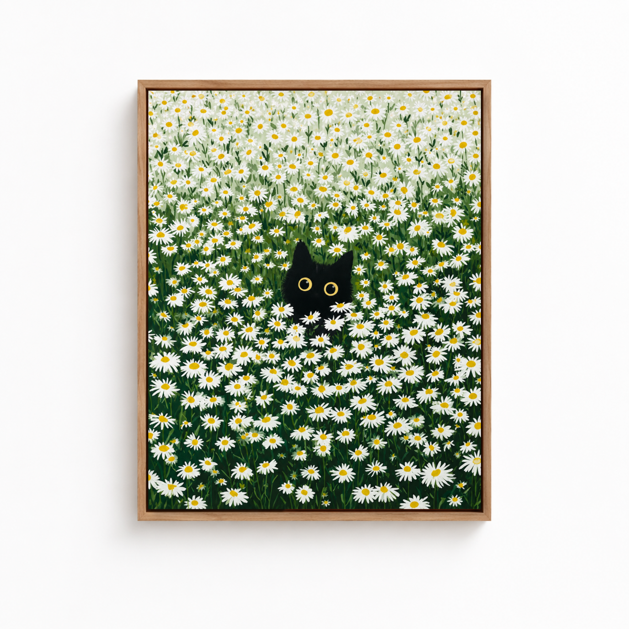 Black Cat Daisy Field Canvas Wall Art Aura Canvas