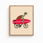 Surfer Turtle Canvas Wall Art Aura Canvas