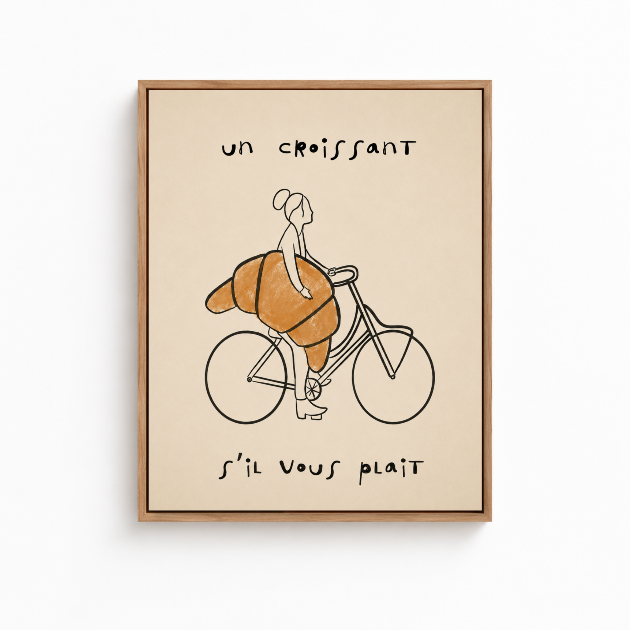 Croissant Bicycle Canvas Wall Art Aura Canvas