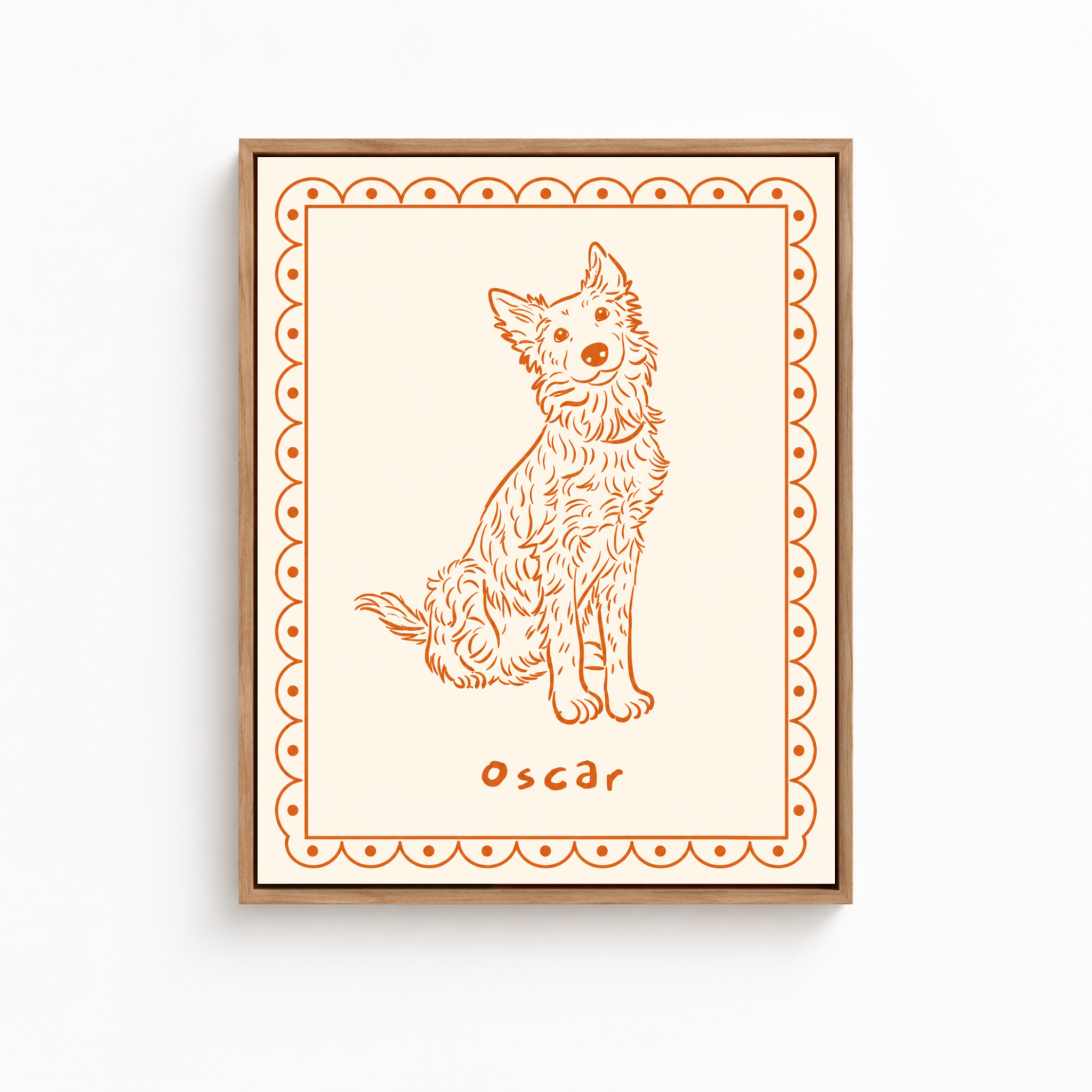 Custom Line Art Pet Portrait Canvas Aura Canvas