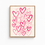 Pink Brushstroke Hearts Canvas Wall Art Aura Canvas