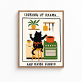 Cooking Up Drama Cat Canvas Wall Art Aura Canvas