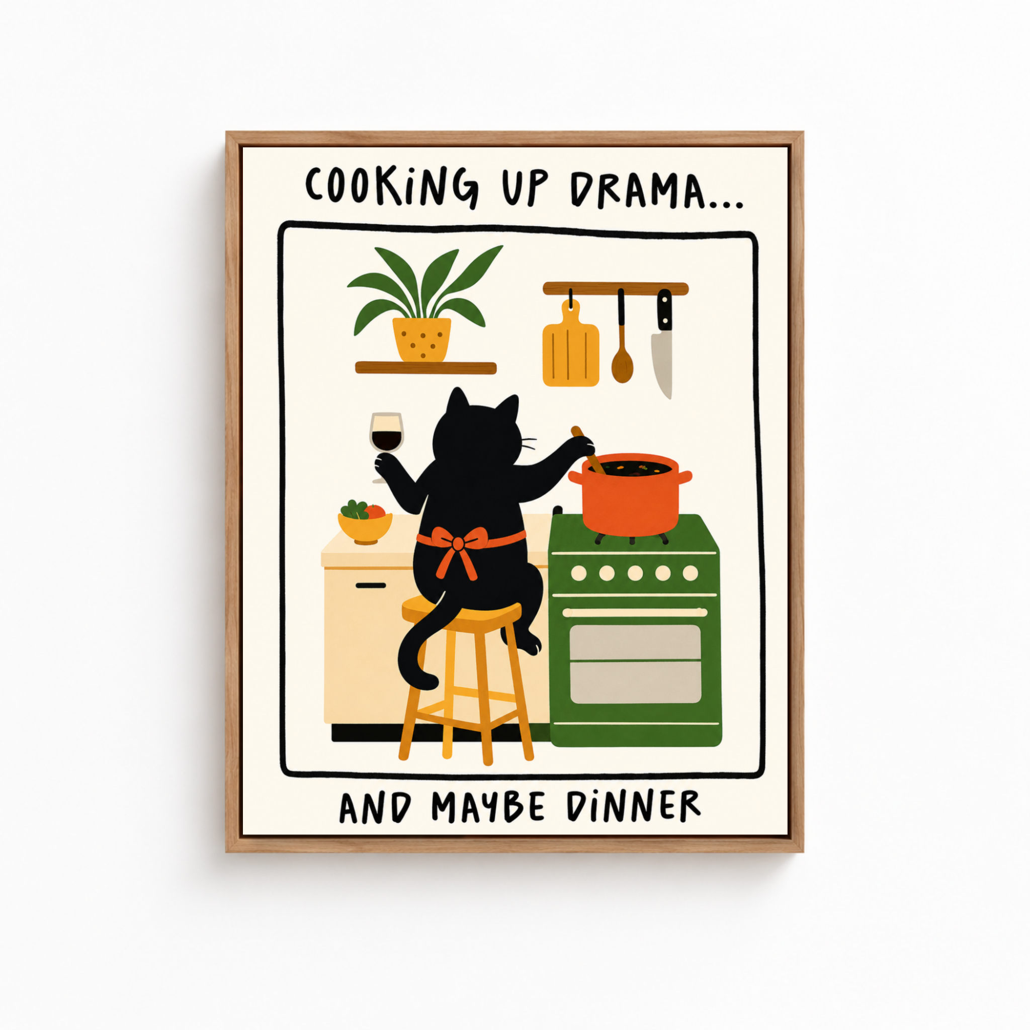 Cooking Up Drama Cat Canvas Wall Art Aura Canvas