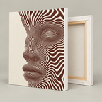 Brown and Cream Abstract Face Line Art Canvas Wall Art - canvas detail view 10