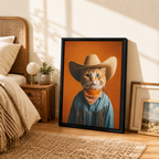 Custom Cowboy Cat Portrait Canvas Aura Canvas