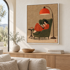 Cozy Woman Reading in Green Armchair Canvas Wall Art