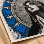 Blue Madonna Prayer Canvas Wall Art - canvas detail view 10