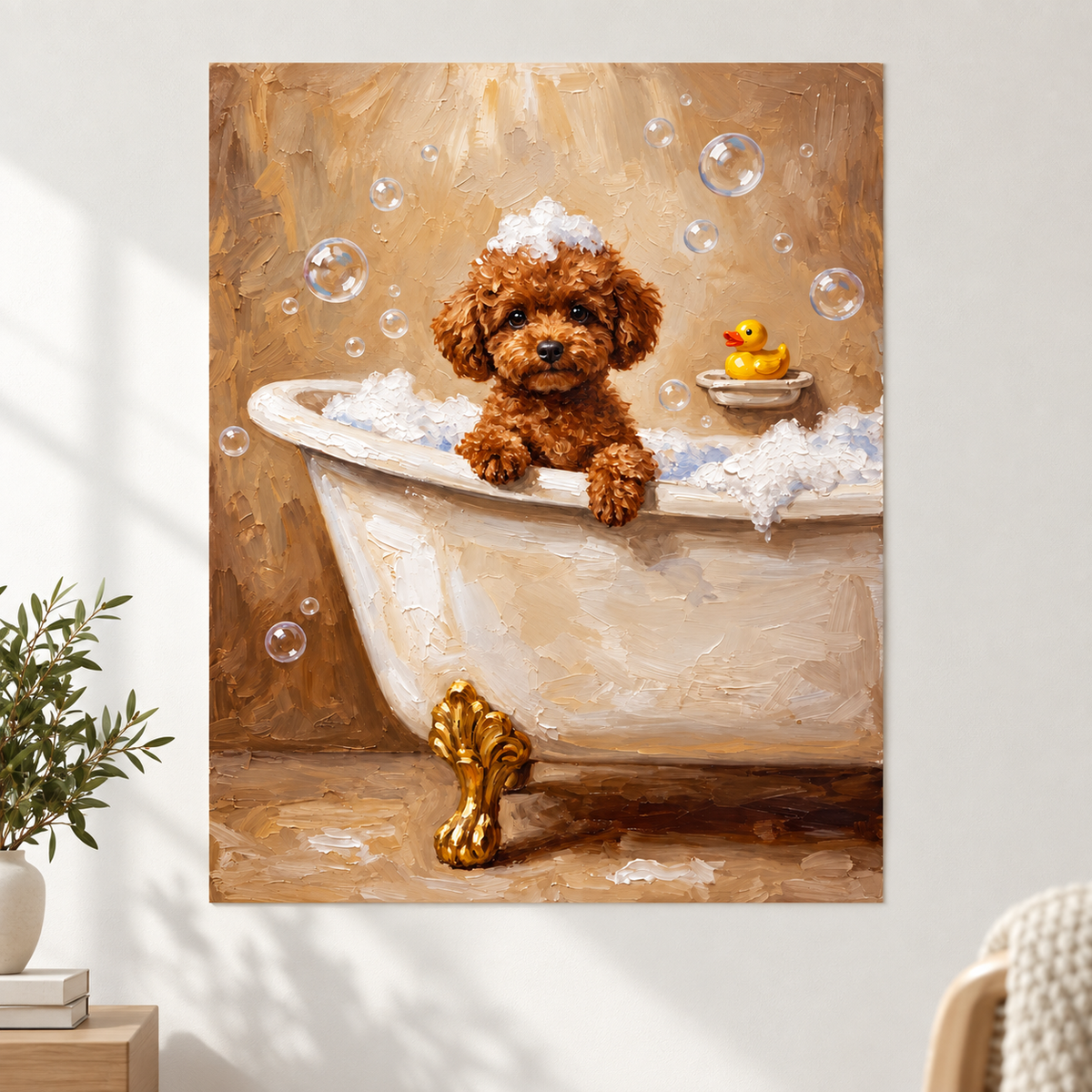 Custom Pet Portrait Bubble Bath Canvas Wall Art - personalized canvas detail 9