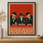 Vintage Skeleton Gangsters Canvas Wall Art