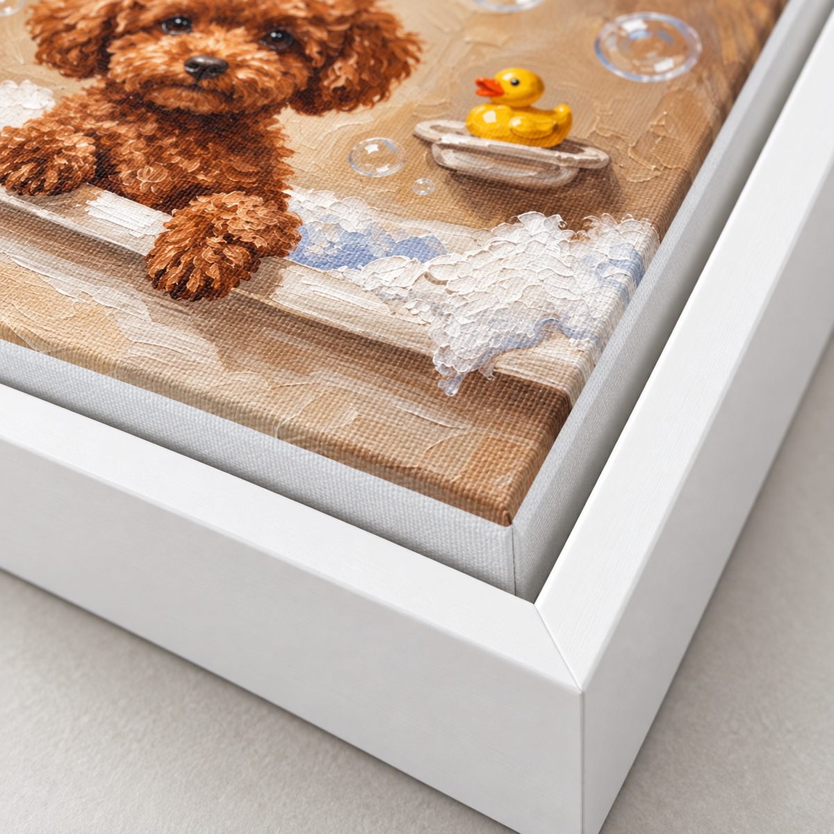 Custom Pet Portrait Bubble Bath Canvas Wall Art - personalized canvas detail 10