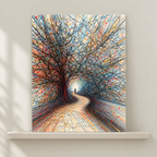 Abstract Forest Path Colorful Tree Canvas Wall Art - canvas detail view 8