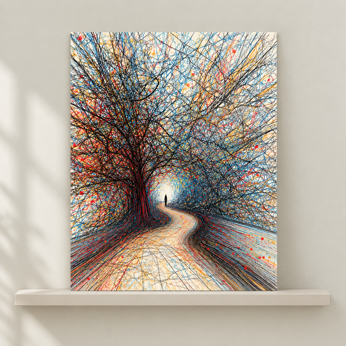 Abstract Forest Path Colorful Tree Canvas Wall Art - canvas detail view 8