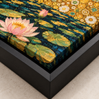 Golden Lotus Woman Art Nouveau Canvas Wall Art - canvas close-up detail