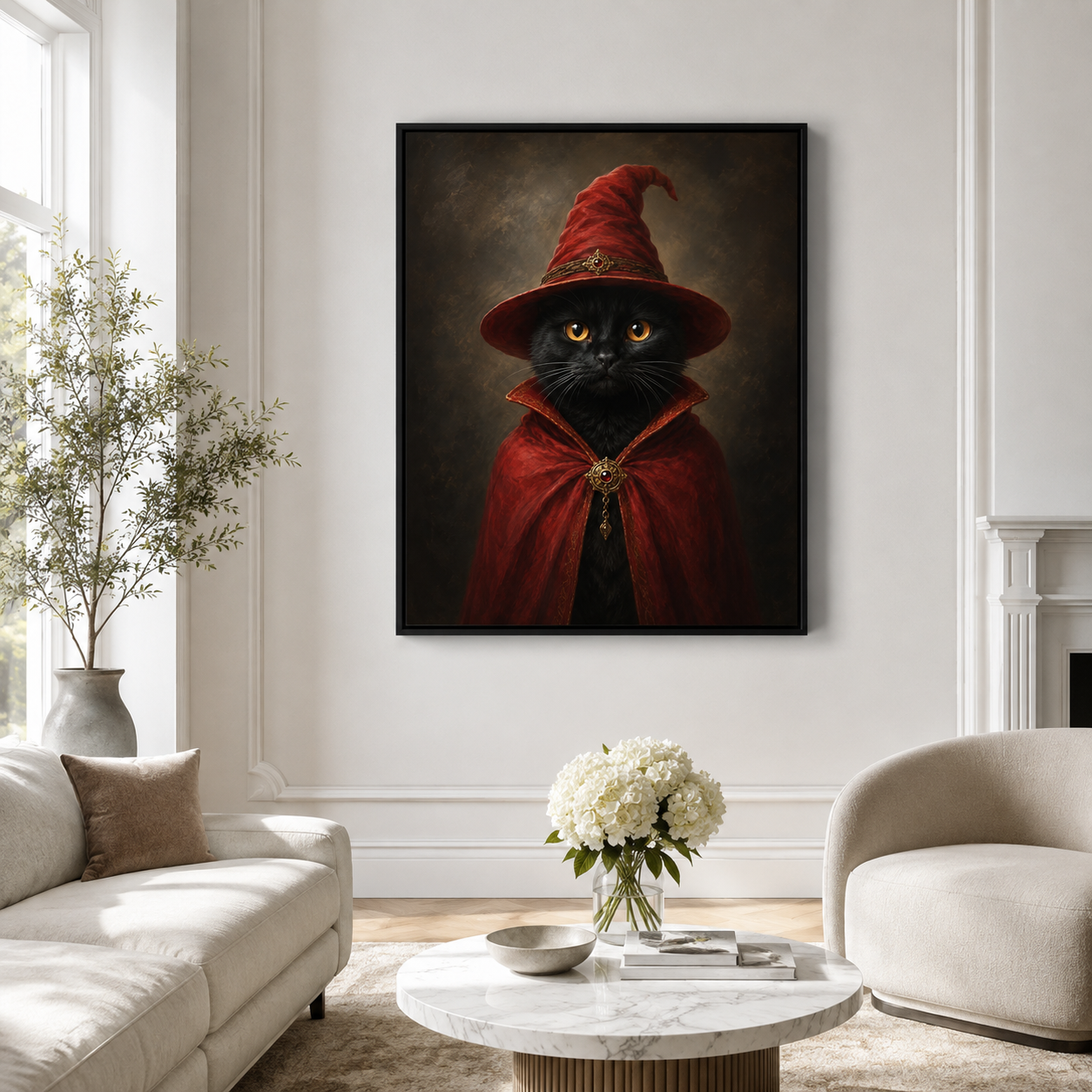 Custom Witch Pet Portrait Canvas Wall Art