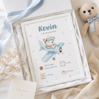 Little Aviator Personalized Baby Birth Stats Canvas Aura Canvas