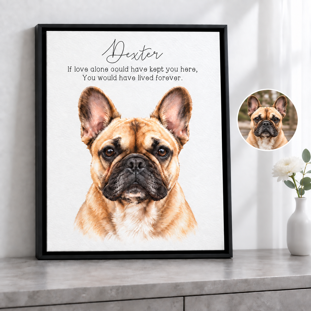 Custom Pet Memorial Portrait – If Love Alone personalized canvas preview