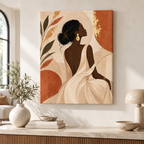 Elegant Boho Woman Portrait Canvas Wall Art