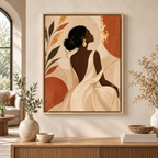 Elegant Boho Woman Portrait Canvas Wall Art