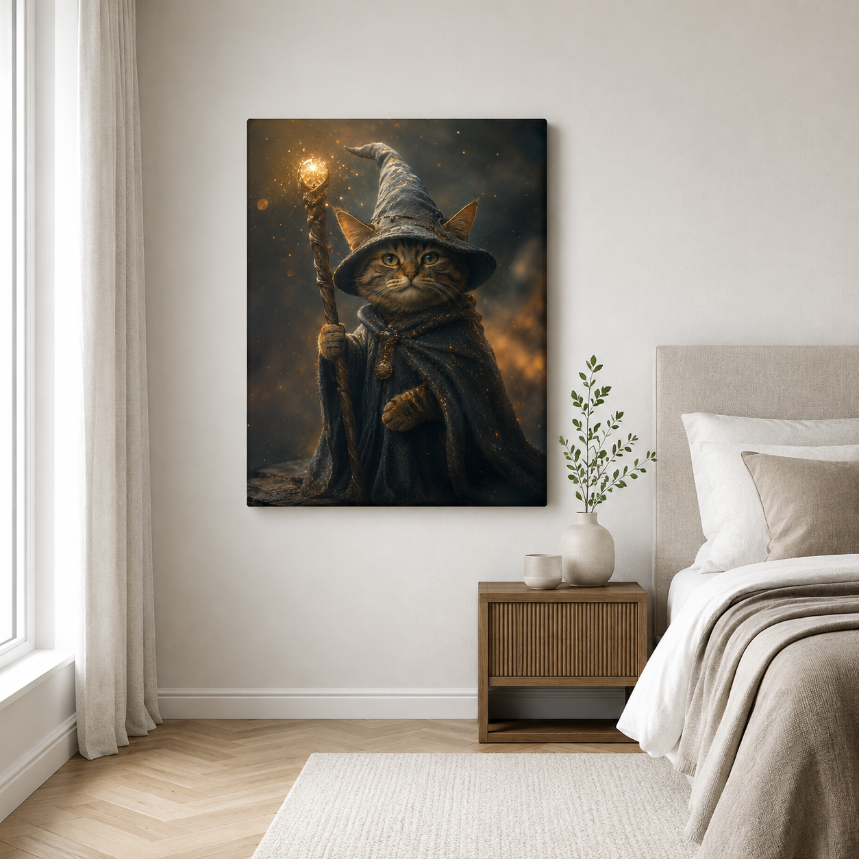 Custom Magical Wizard Pet Portrait Canvas Wall Art